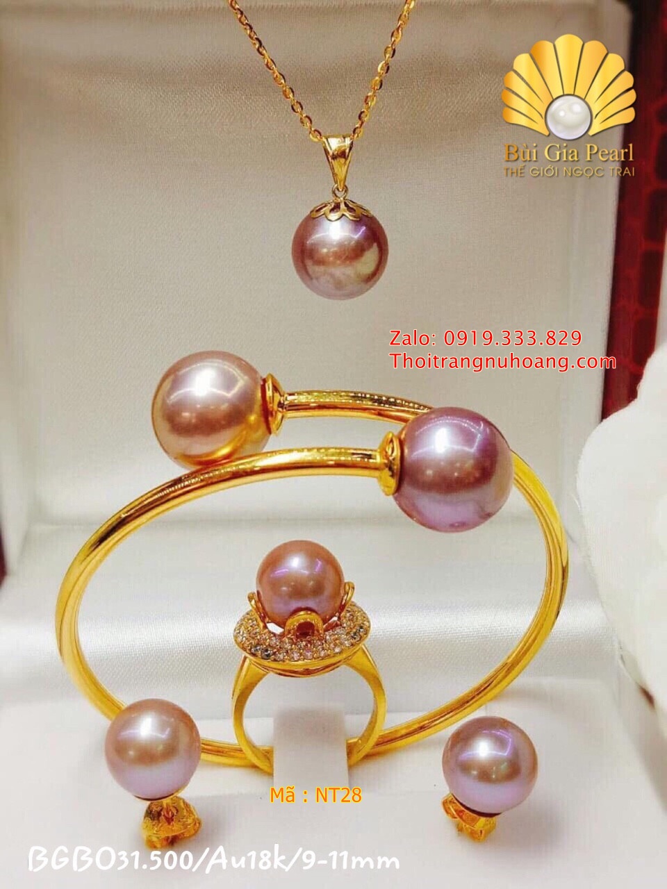 Bộ Trang Sức Ngọc Trai Tím Cao Cấp Sang Trọng & Quý Phái.NT28